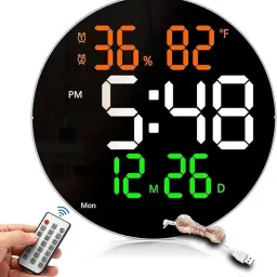 Digital White+Orange+Green Clock-9