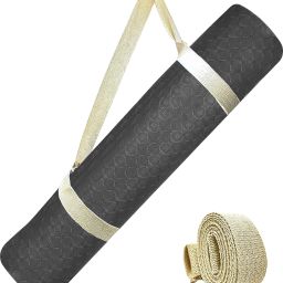 Anti Skid Eco-Friendly TPE Yoga Mat with Carry Strap, Black 4 mm Yoga Mat-image-68