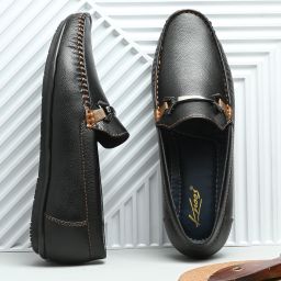 Black Synthetic Leather Casual Loafer Loafers For Men-image-10