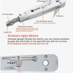 Divinext Smooth Punch Down Tool Krone Tool with Sensor, Scissors, Wire Hook & Blade Telecom Phone Wire Cable Module RJ11 RJ45 Cat5 Ethernet Network Patch Panel Faceplate Tool Original Classic Krone Tool Network Interface Card image 2