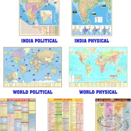(Pack of 7) - English Language - India & World Map - Both Political & Physical with Constitution of India Chart, History of India Chart & Geography Terms Chart | Set Of 7 In English Language | Useful for UPSC and other exams Paper Print-9