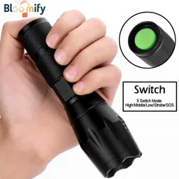 bloomify BMT-M6 Super Bright Rechargeable Torch – 5 Lighting Modes & Zoomable Beam 5 hrs Torch Emergency Light image 2