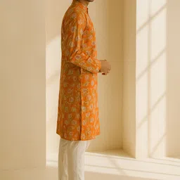 jugg jugg jeeyo Men Self Design Silk Blend Straight Kurta-picture-29