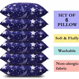 LUXURY Polyester Fibre Abstract, Floral Sleeping Pillow Pack of 6-image-6