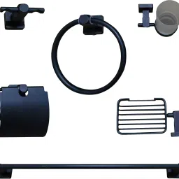 IBL 11-AL Black Aluminum Bathroom Accessories Set of 6-Pcs Matte Black Towel Holder-27