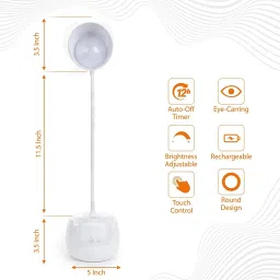idoleshop Desk Light with 3 Shades Touch Control Light and Mobile Holder Design Study Lamp image 5