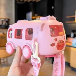 Bus Water Bottle For Kids With Strap, Sipper, & Straw | Leakproof-23
