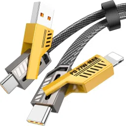 Punnkk Type C 1 m 4 in 1 Convertible Metal Fast Data Cable Braided Cable 65W USB C USB A Multiple Charging Cable-42