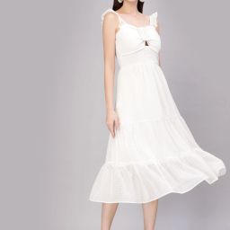 Women Ruffled White Midi/Calf Length Dress-image-89