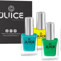 | 3 NAIL POLISH COMBO 04 (BUMBLEBEE YELLOW-40/GREEN-72/ROBIN BLUE-282) & 1 NAIL POLISH REMOVER | WATERPROOF & LONG LASTING-43