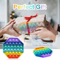 vedzme 2pc Pop It Fidget Toy Popit Game With Magic Spring 1pc Ring Hand Puppets image 2