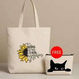 White Women Tote Printed Cotton Canvas Tote Bag for Women & Girls | Trendy Daily Use Shoulder Bag-image-9