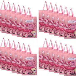 Reusable Girl-Print Shopping Bag With Handle|Pack of 24|Peach Pack of 24 Grocery Bags-image-10