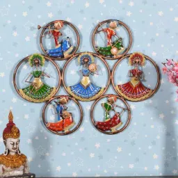 craft tree Multicolour Metal Wall Hanging Musician Lady In 7 Rings-picture-23