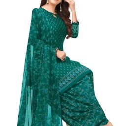 Unstitched Crepe Salwar Suit Material Solid, Floral Print, Printed, Geometric Print-image-62
