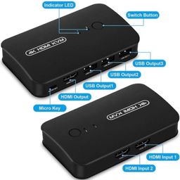 yafnex HDMI USB KVM Switch Selector for 2 Computers Share Keyboard Mouse Printer and 1 HD 4K Monitor, 2 KVM Cables Included image 3