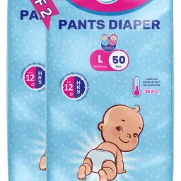 Baby Diaper Pants | Super Absorbent- Crisscross Top Layer | 9-14 KG | Pack of 2 - L-image-56