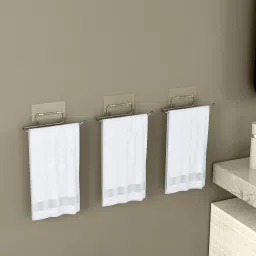 Self Adhesive Towel Holder/Towel Hanger/Towel Ring for Bathroom-Pack of 3 Silver - Chrome Towel Holder-11