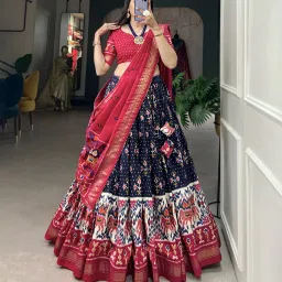 Floral Print Semi Stitched Lehenga Choli-image-70