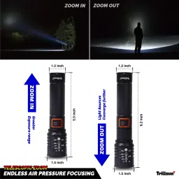 trillsun Metal Led Light Long Range 1000 Meter|1 Km High Power Zoomable & Type-C Torch image 3