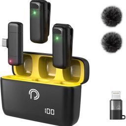 Dual Channel Wireless Mic for Vlogging, Microphone Type C Android & iPhone USB Type-C, Lightning-image-79
