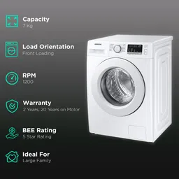 SAMSUNG 7 kg 5 Star Inverter Fully Automatic Front Load Washing Machine (WW70T4020EE/TL, Diamond Drum, White) image 2