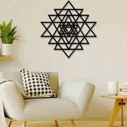 vibecrafts Beautiful Shree Yantra Design In Black Wooden Wall Hangings-picture-34