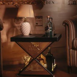 haus of bars by speedx Model J Mini Home Foldable Bar Table In Matt Black & Gold Lattice Finish-picture-20