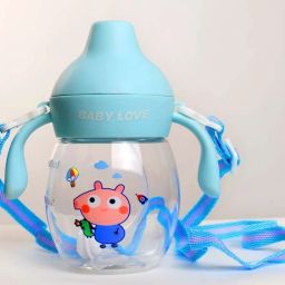 Baby Sipper Cup Peppa Pig Design Anti-Spill Silicone Spout with Handles & Strap-image-58