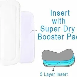 vsol Dry Feel absorber Insert diaper liner for Adjustable, washable and reusable Cloth Diapers (Compatible with pocket diapers/cover diapers) Free size. Microfiber absorber - 5 layers (Pack of 4) image 2