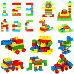 Building Blocks for Kids Girls & Boys - 60 Pcs (52+ Blocks with 8 Wheels)-image-75