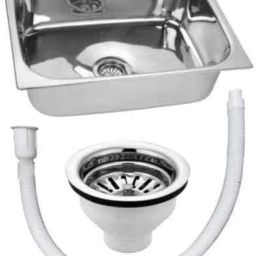 Elegant Casa 18x16 inches stainless steel single bowl kitchen sink Stainless Steel Heavy Duty Single Wall Kitchen Sink, Fine Finish (18x16 inches) Vessel Sink-image-15