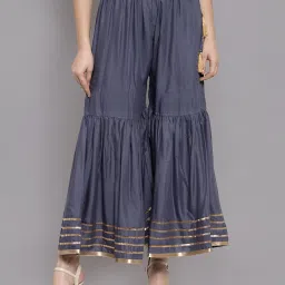 Women Regular Fit Grey Viscose Rayon Trousers-image-50