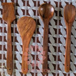 green wood Handmade Wooden Non-Stick Serving and Cooking Spoon Kitchen Tools Utensil, Set of 4 Wooden Olive Spoon, Serving Spoon, Table Spoon, Dessert Spoon, Cream Spoon Set image 2