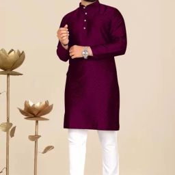 Men Jacquard Kurta Pyjama Set-image-82