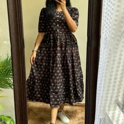 Printed Cotton Blend Stitched Flared/A-line Gown-image-71