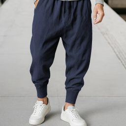 Men Solid Dark Blue Track Pants-image-94