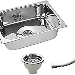 Glossy Finish Stainless Steel Sink with SS Coupling And adjustable Plastic Pipe Monarch_20x17x8 Vessel Sink-image-81