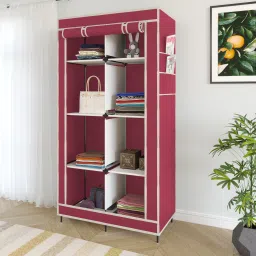 7800-2 M Cloth Rack Storage Organizer Shelves Almirah PP Collapsible Wardrobe-image-20