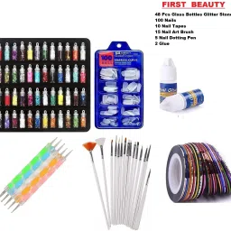 Professional Nail Art Glitter Glass Bottle,Nails,Tapes,Brush,Pen,Glue 3D NailArt-89