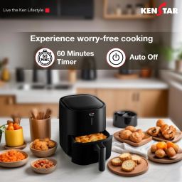 kenstar ASTER DIGI Digital with 360 High Speed Air Circulation Technology 1200 W with Non-Stick Basket Air Fryer image 5