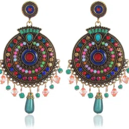 Colorful Bohemian Stylish Fancy Party Wear Earrings Crystal Alloy Drops & Danglers-image-4