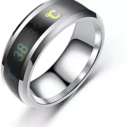 Latest Fashion Collections Silver Color Stainless Steel Intelligent Smart Body Temperature Monitor Ring for Unisex (1 Pcs) Stainless Steel Ring-image-92