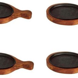 Sizzler Bat Wooden Oval Sizzler with Handle/Racket 15"7",4 Piece Sizzler Tray-image-62