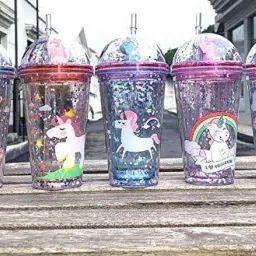 Unicorn Bubble Sipper Glass with Straw and Toy on top (Pack of 1)-image-12