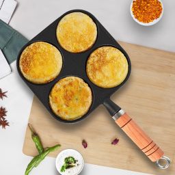 Premium Cast Iron Uttapam Pan, 4 Pit, Naturally Nonstick, Pancake Pan 20 cm diameter 0.5 L capacity-image-31