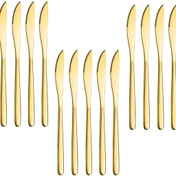 Stainless Steel, Goldware Set Butter Knives Set(Gold,Set of 15) Stainless Steel Butter Spreader Set-45