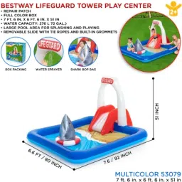 tiny tales Inflatable (IND*24) Floating Shark Pool Play Center for Kids With Free Pump Inflatable Swimming Pool image 4