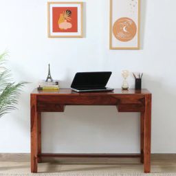 woodsworth from pepperfry Claire Sheesham Wood Writing Table in Scratch Resistant Honey Oak Finish-picture-33