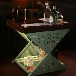 haus of bars by speedx Model J Mini Home Foldable Bar Table In Mint Green & White Lattice Finish-picture-24